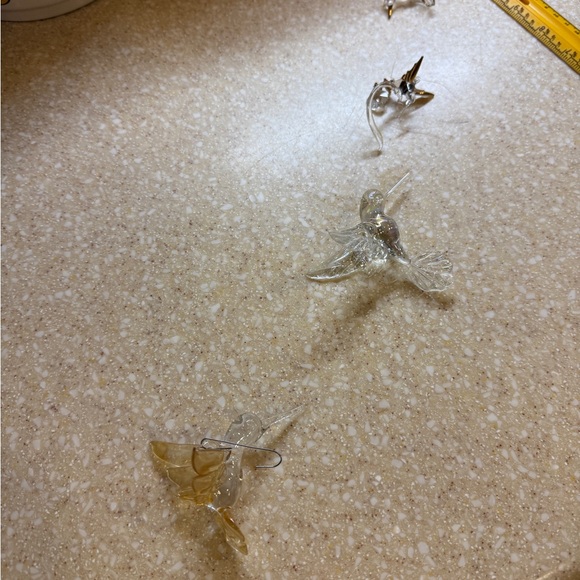 Vintage Blown Glass Hummingbird Figurines Clear Pink Gold Set of 5 - Picture 14 of 16